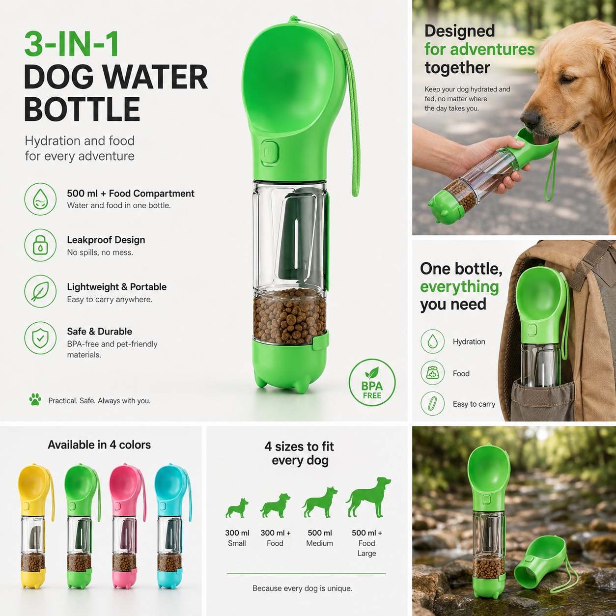 PawFlow™ 3-in-1 Dog Travel Bottle