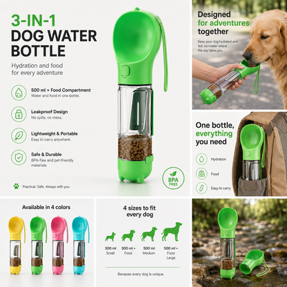 PawFlow™ 3-in-1 Dog Travel Bottle