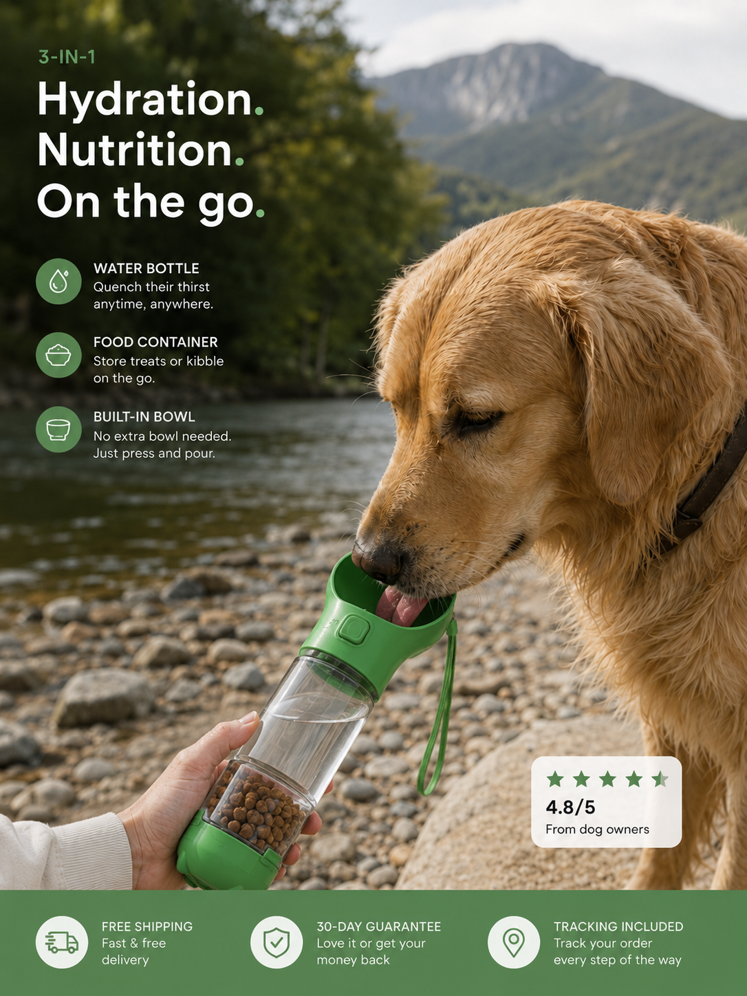 PawFlow™ 3-in-1 Dog Travel Bottle